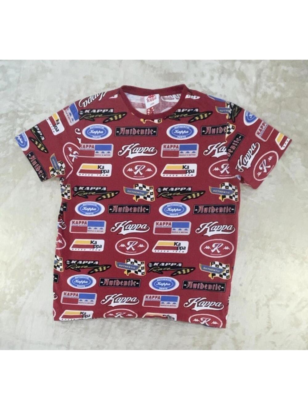 Kappa Authentic RIZER All Over Print Racing T-Shirt Red Size Large